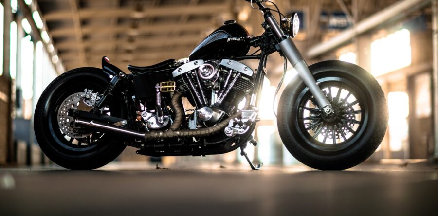 A motorcycle in the sunlight