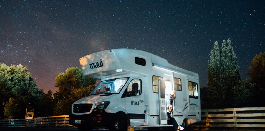 Campervan or RV at night